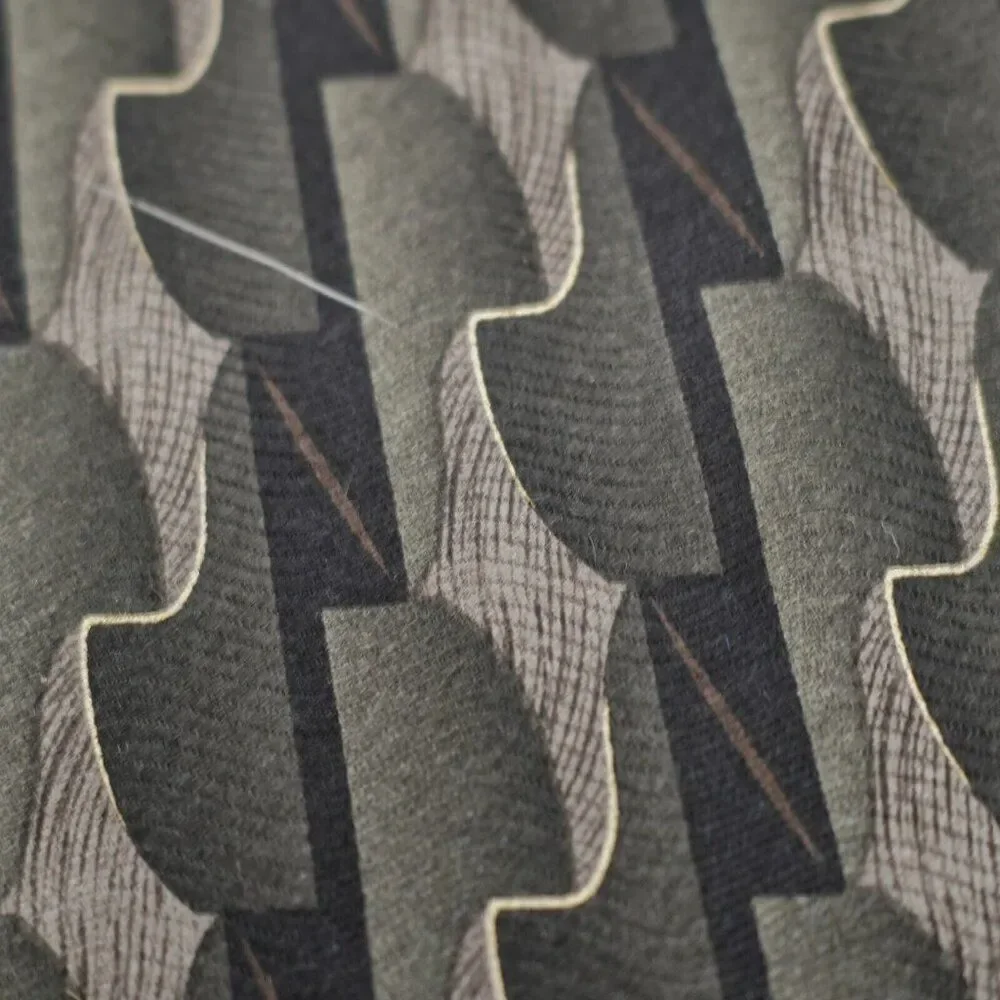 J. Ferrar Abstract Green Tan Jacquard‎ Print Short Wide Silk Tie